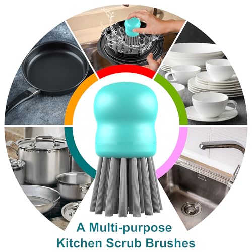 Mini Dish Brush for Cleaning Chicken Shredder, Long Bristles, 1Pack | Palm Brush Dish Scrubber with Ergonomic Grip, Long-lasting Nylon Bristles, Kitchen Brush for Washing Dishes, Pans, Pots, Sink - color: Mint Green