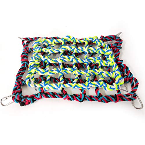 Litewoo Bird Rope Climbing Net Swing Grid Hammock for Parrot Rat Cage, S | Nylon chew-safe material, 7.87x11.02in, sturdy, for parrots/hamsters/chinchillas/ferrets, promotes climbing & nail trimming - color: S: 7.87 x 11.02inch/ 20 x 28cm