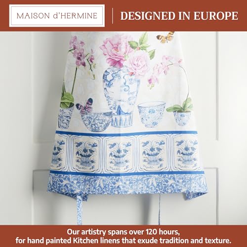 Maison d' Hermine Aprons for women with Pocket 100% Cotton (27.50"x31.50") | Adjustable Neck Strap & long ties Apron Men Chef Wedding Cooking Gardening Server Maid - color: 013 - Canton