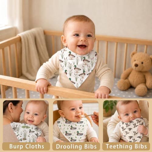 Baby Organic Cotton Teething Cloth Newborn Baby Burp Cloth Bandana Drool Cloth for Drooling Cotton Baby Gifts - color: Mallard Duck