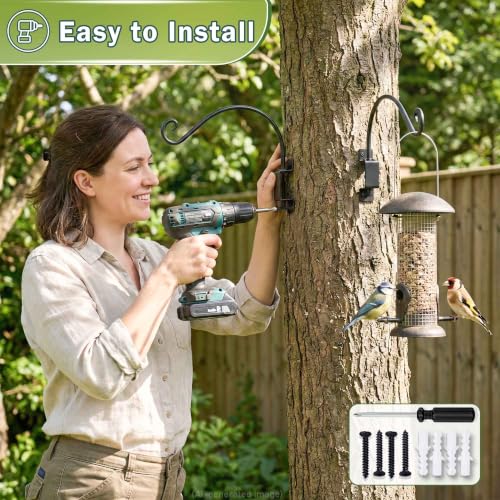 Lifyzoon Swivel Plant Hanger Outdoor: 22Inch 80lbs Heavy Duty Bracket Hook | 80 Lbs Capacity for Large Flower Baskets Bird Feeders Lanterns, Rust-Proof Iron Mount, 180°Smooth Swivel, Hardware Included - size: 22 Inch
