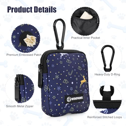 Dog Treat Pouch with Training Clicker,Waterproof Nylon Fabric Poop Bag Holders for Leashes,Hands Free Small Dog Walking Bag with Carabiner, Pet Puppy Training Walking Essentials (Moose) - color: Moose