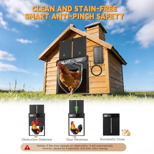 Automatic Chicken Coop Door, Large Aluminum Alloy Door with Timer & Manual Modes, Anti-Pinch Safety, Programmable LCD Controller for Secure Poultry Access(Black) - color: Black