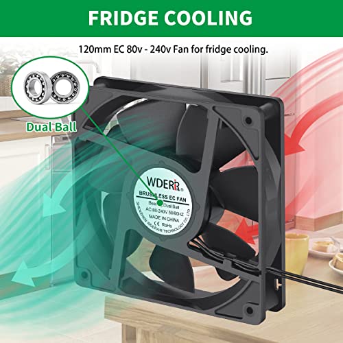 120mm EC Cooling Fan, 110V-240V AC Ball Bearing | Brushless motor, 25mm slim profile, AC plug. Ideal for DIY mini boxes, electronics cabinet exhaust, plant ventilation - style: 120mm x 25mm