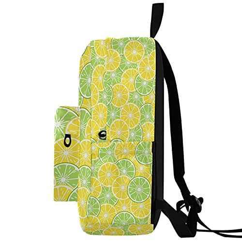 Fustylead Round Slices Lime And Lemon Backpack School Laptop Bag Bookbag for Boys Girls Students Daypack Picnic Travel - color: Slices Lime and Lemon