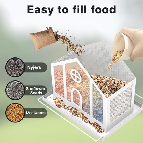 FlowaFoli Bird Feeders for Outdoors, Decorative Large Bird Feeders for Outdoors with Rainbow Acrylic Panels, Ideal Gift for BirdLovers to Attract Feathered Friends Year-Round - style: Standard