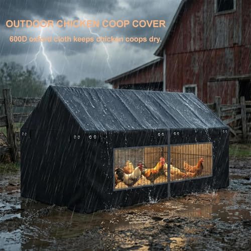 Outdoors Chicken Coop Cover 86"×40" Suitable for Year-Round Outdoor | Waterproof, Snowproof, UV-Resistant use to protect your chicken coop, equipped with transparent PVC windows (cover only) - size: 86"L×40"W×40"H