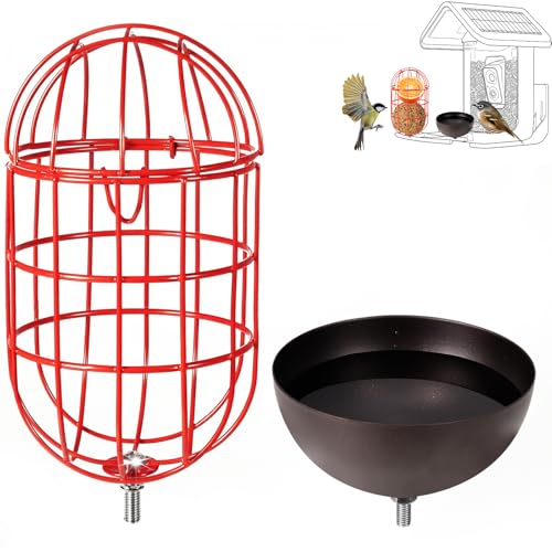 SheeChung Metal Suet Ball Holder for Bird Buddy,Bird Water Feeder Outdoor | 5mm Screw Hole,Bird Buddy Accessories,Smart Feeder Replacement Part,Nutrition Set for Bird Feeder,Easy to Clean & Refill - color: Red Oval, size: with Water Feeder