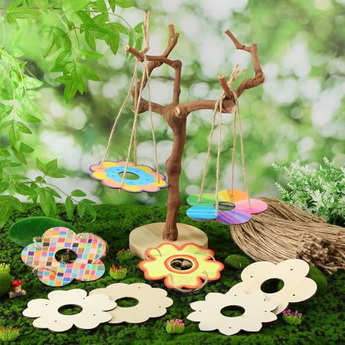 DoubleFill 24 Pack Bird Feeder Craft Kits for Kids Ages 3-8 Bird Feeder Craft Kits with Stainless Steel Bowls DIY Kids Crafts Wooden Art Painting Outdoor Bulk Toys for Children VBS Crafts