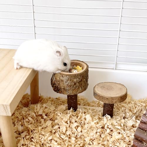 Apple Wood Feeding Bowl for Small Animals, Food Dish for Guinea Pig, Chinchilla Parrots - color: Stair Bowl