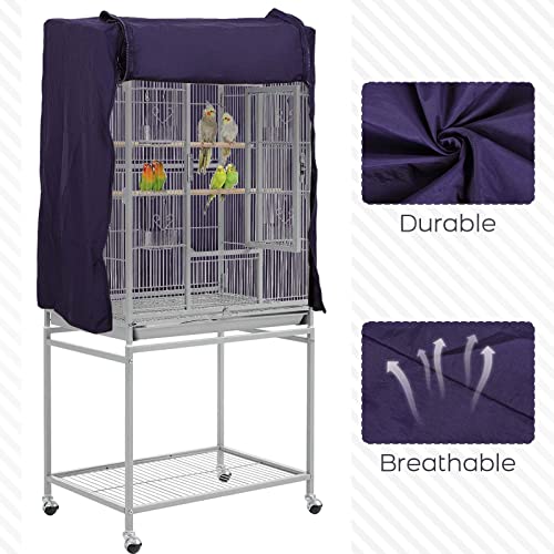 QBLEEV Birdcage Covers, Breathable Universal Bird Parrot Cage Cover Shade | Blackout windproof light-proof covering reduces distractions night accessories cloth without cage-24.8x17.7x31.5in (LxWxH) - color: Blue