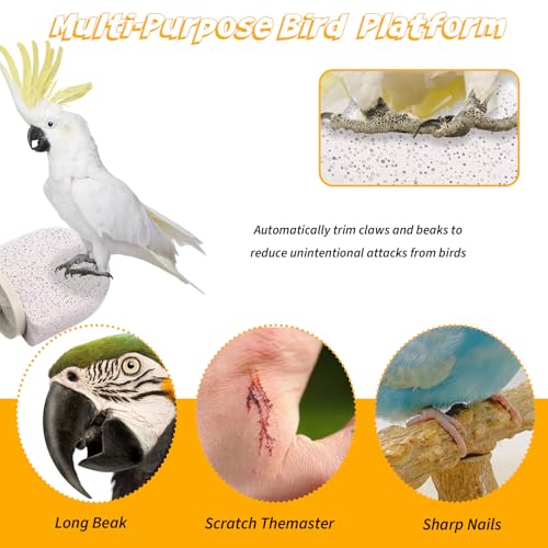 8 PCS Bird Perch Stands, Calcium Perch Beak Grinding Stone Foot Claws Trimmer Platform Chewing Toys for Small Medium Parrot Cockatiel Conure Lovebird Finch, 2.56x2.76 Inch