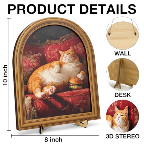 3D Funny Lazy Cat Wall Art Sign for Kitchen Decor, Food Lover Cat Portrait Wall Decor, 8x10 Inch - color: Cat-3