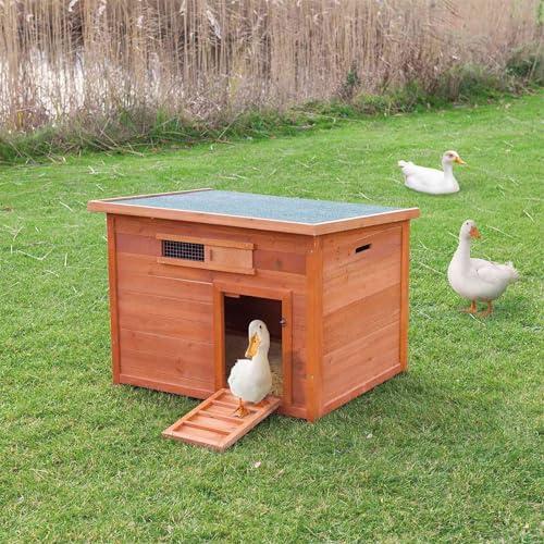 Trixie Natura Duck Coop – Wooden Duck House for Free Roaming Ducks – Chicken Crate Suitable for Quails and Other Poultry – in Brown