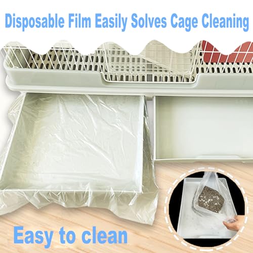 50 Pcs Disposable Rabbit Cage Liner, 35'' X 27'' Large Bunny Cage Tray Liners Clear Plastic Guinea Pig Toilet Film for Bunnies Ferrets Chinchillas Birds Small Animal - Leak Proof & No Mess - size: 50PCS