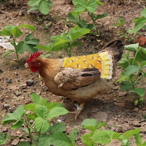 7PCS Chicken Saddle for Hens, Waterproof Printed Hen Saddle Aprons with Elastic Straps Chicken Apron Clothes for Poultry Protector Wing Back Feather Fixer Supplies (Fits Large Medium Size) - color: CHICKEN CLOTHES-7PCS-2