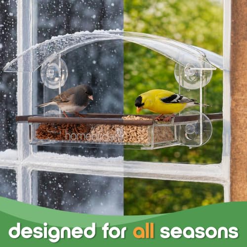 Window Bird Feeder with Strong Suction Cups - (Upgraded 2026 Model) Clear Acrylic Feeder Window for Cats Bird House Gift