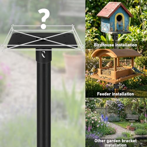 Novabright Pole Mounting Plate Flange Top for 1 Inch OD Pole Bird Feeder and Bird House Mount Holds 200 LBS Weather Resistant Universal Fit for Platform Tray Hopper Feeders Backyard Yard Black Metal