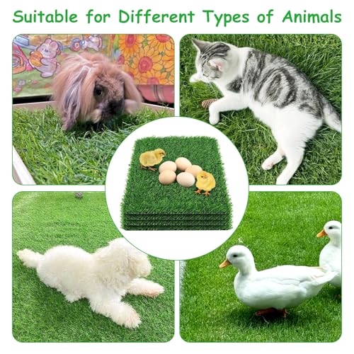 kathson 4 Pcs Washable Chicken Nesting Pads, 11.8 X 23.6 in Artificial Grass Turf Rug Cuttable Chicken Coop Liner for Laying Eggs Reusable Nest Box Bedding Egg-Protecting Mats for Coops - size: 4 Pcs