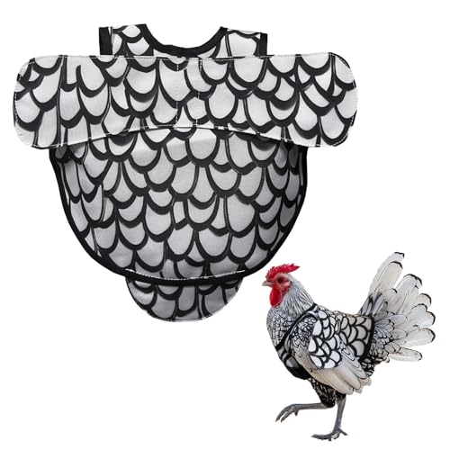 Hen Apron Chicken Saddle for Hens, Extended Shoulder Protection, Adjustable Straps, Anti Pecking & Rooster Mating Protection, Durable Feather Back Protector for Laying Hens (White) - color: White