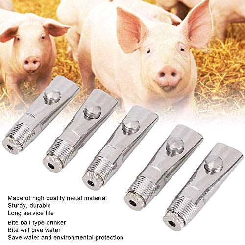 Automatic Pig Nipple Drinker, 5PCS Pig Drinker Metal Proof Automatic Pig Waterer Nipple Drinkers Animals Water Feeder for Sows Swine Piglets