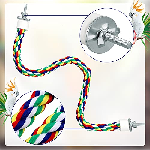 Weewooday 2 Pcs Bird Rope Perches Climbing Rope Bird Cage Accessories for Parrots, Parakeets, Cockatiels, Conures(21.6 Inch) - size: 21.6 Inch