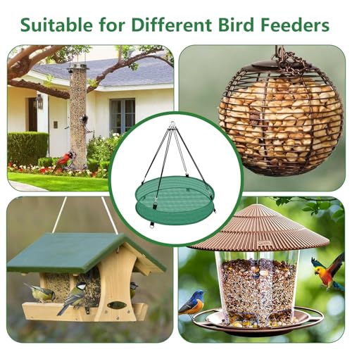Lettry 2Pcs Bird Seed Catcher Tray with 8pcs Plastic Stakes for Hanging Bird Feeder Platform, Birdseed Hoop for Outdoor Garden Hanging Tray (Green, 18inch) - size: 18inch