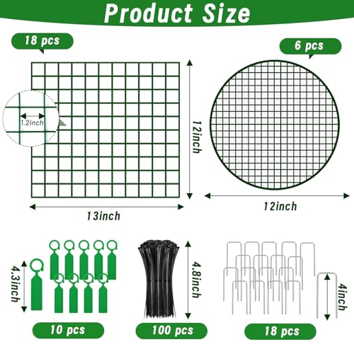 Convivium Plant Protectors from Animals 6 Packs, 13 x 12 in Metal Chicken Wire Cloche Plant Cages for Outdoor Plants, Garden Fencing Animal Barrier with Detachable Dome Lid, Stakes & Zip Ties