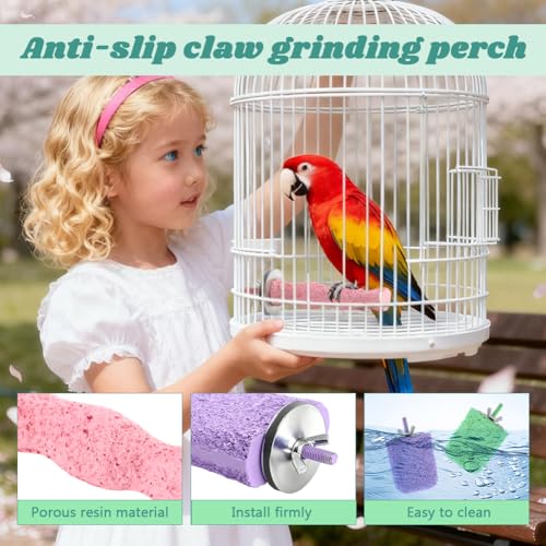 4 PCS Bird Beak Grinding Stone Perch Platform for Parrots | Grinding Stone Perch Set Helps Support Natural Beak And Claw Wear For Budgies, Parakeets, Cockatiels, And Conures.