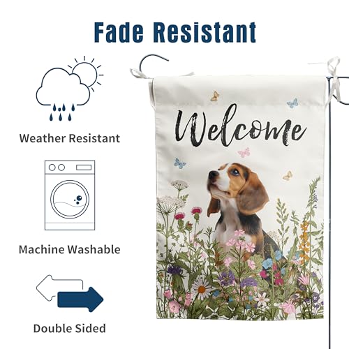 Floral Beagle Garden Flag Spring Summer House Flags 28 x 40 Double Sided Flower Dog Yard Flags for Outside Large Outdoor Welcome Flags - color: p-beagle