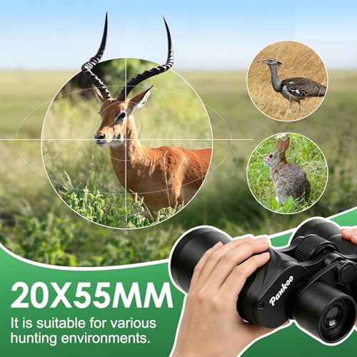 20x55 Binoculars for Adults High Powered – Large View Waterproof Optics with Clear Low Light Vision, Easy Focus for Hunting, Bird Watching, Concerts, Sports - color: Green