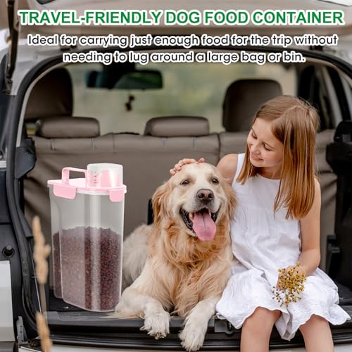 TBMax Cat Dog Food Container 5 to 7 lbs, Secondary Pet Food Storage Beyond a Large Dog Food Bin for Daily Use, Easy-Pouring Bird Seed Dispenser, Portable Travel Kibble Container for Outdoor Feeding - color: Pink, size: 6 Qt