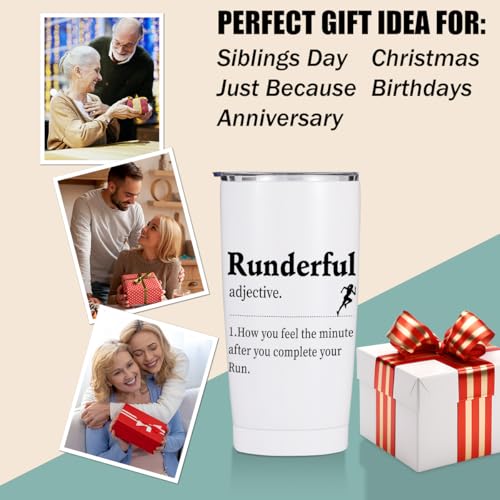 Running Gifts for Women Men 20 oz Tumbler, Runners Gifts for Runners Mom | Runderful Stainless Steel Insulated Water Bottle, Running Themed Insulated Travel Coffee Mugs - color: Multi 1464