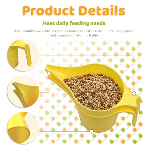 4 Pcs Bird Seed Scoop,Large Capacity Pet Food Scoop,Narrow Spout Design,Durable Material for Tube Feeders, Bird Feeders,Small Animal Cages for Bird Owners and Pet Lovers (Grey,Beige)