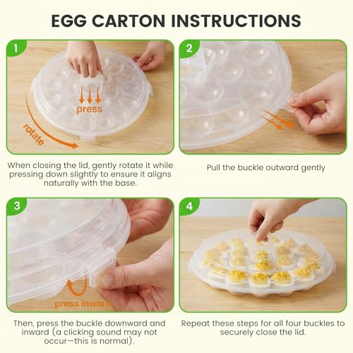 HANSGO Deviled Egg Containers with Lid, Deviled Egg Platter Carrier, Clear | Deviled Eggs Tray With 22 Slots for Party, Home Kitchen and Other Festival - color: Transparent
