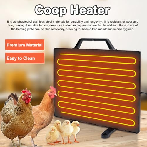 Thermostatic Chicken Coop Heater 160W Poultry Heating Panel 0-99℃ Adjustable Temperature Radi Heating Board Stainless Steel Heating Plate for Chicks Hens Poultry Pets