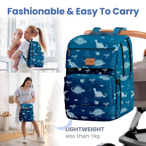 Baby Diaper Bag Backpack - Large Waterproof Travel Diaper Bag for Boys & Girls, 16 Organizer Pockets with Changing Pad, Insulated Bottle Pockets & Stroller Straps, Baby Shower Gifts, Dinosaur - color: F. Dino, style: Classic