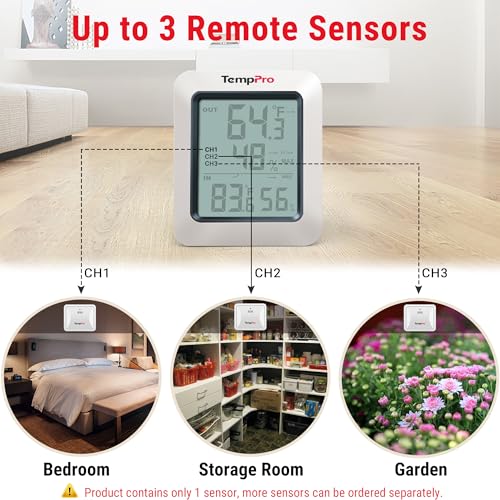 TempPro TempAir 500 FT Indoor Outdoor Thermometer Wireless with Sensor | Large LCD Display, No Hub or App Required, Outside Thermometer & Cold-Resistant Sensor for Patio (Previously ThermoPro) - style: 500ft