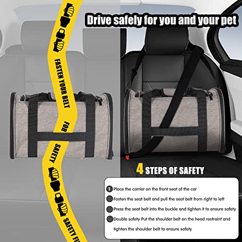 Cat Carrying Case - Pet Carrier Airline Approved, Protable and Breathable Pet Travel Carrier Removable Fleece Pad, Collapsible Cat Carrier Dog Carrier for Medium Cats Small Cats Dogs (X-L Grey&Black) - color: grey&black, size: 20.0"L x 13.0"W x 13.0"H