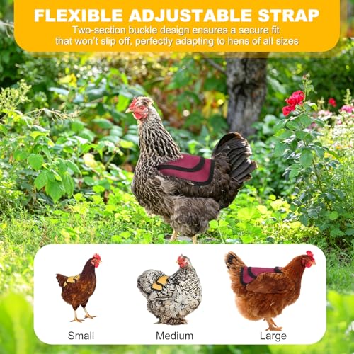 M METERXITY 4-Pack Chicken Saddle for Hens, 9.8 Inch Canvas Chicken Apron Back Protector with Adjustable Strap for Protecting Bird Back Feathers, Poultry Saver [Burgundy] - color: Burgundy