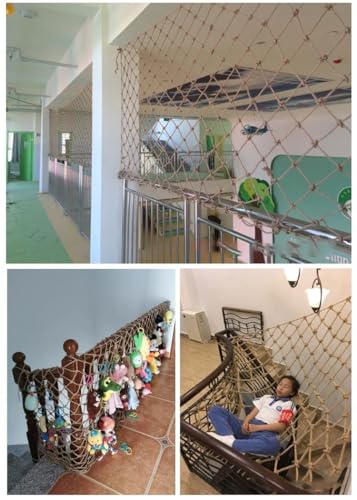 Safety Anti-Fall Fence Net for Children Pet Cat,Cargo Net Climbing Rope,Playground Climbing Children Net Woven Rope Truck Trailer Netting Swing Treehouse Hammock Rope (Jute, 0.5Mx10M(1.64FTx32.8FT)) - size: 0.5Mx10M(1.64FTx32.8FT)