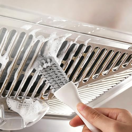 Oven and BBQ Cleaning Brush, Curved Head Brush with Scraper for Stove, Grill Grates, Oven Racks, Kitchen Crevices and Bird Cage – 16cm, 1 Pack