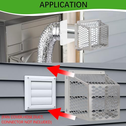 Dryer Vent Bird Guard,Dryer Vent Cover Outside for 5-6 inch Vent Hoods | Outdoor Bird Guard for Dryer Vent & Bathroom Exhaust,Stainless Steel Dryer Vent Cage 8.5"Lx8.5"Wx6"H,Prevent Bird From Enter - size: 8.5"Lx8.5"Wx6"H, style: Stainless Steel-1PCS