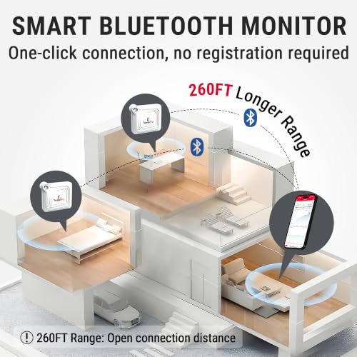 TempPro TempAir Bluetooth Thermometer Hygrometer, 260 ft Temperature Sensor | Greenhouse Thermometer with Remote App Control, Temperature and Humidity Monitor with 2-Year Data Logging Export