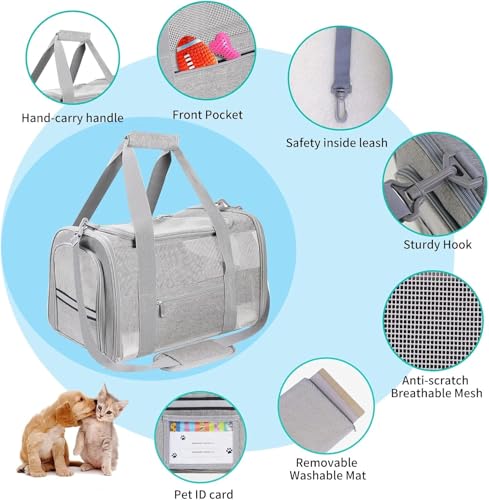 Cat Carrier Pet Carriers Airline Approved for Small Dogs Kitten Carriers for Small Medium Cats Under 15lb, Collapsible Soft Sided TSA Approved Travel Carrier, Pink - color: Pink