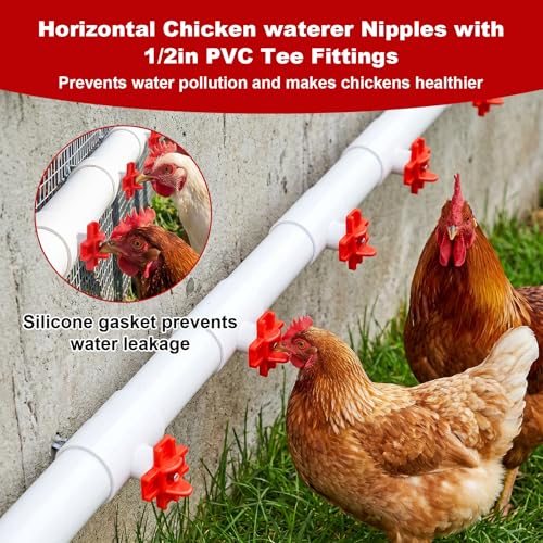 30 Sets Chicken Waterer Kit, Horizontal Leakproof Chicken Water Nipples | This 30-set automatic chicken waterer includes durable chicken water nipples, gaskets, tape, and drill bit.