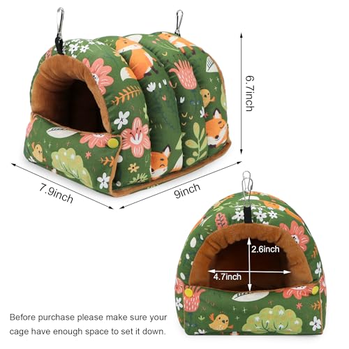 Wontee Bird Nest House Winter Warm Snuggle Hut Bird Bed Hanging Hammock for Parrots Budgies Parakeets Caique Senegal Cockatiels Conures (Large, Green) - color: Green, size: Large