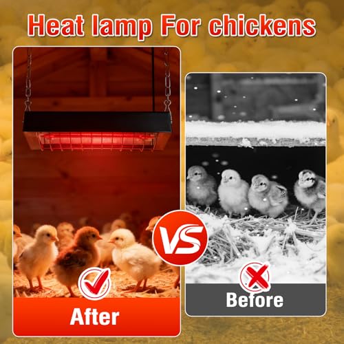 Chicken Coop Heater 330W Carbon Fiber Heating Lamp 2 Temperature Modes Hanging Heat Lamp for Chicks Brooder, Duck, Pet House, Poultry, Greenhouse Plant