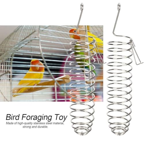 2PCS Bird Food Holder, Feeder Food Basket Tool Vegetable Fruit Feeder Stainless Steel Parrot Hanging Stainless Steel Cage Accessories for Parakeet Cockatiel