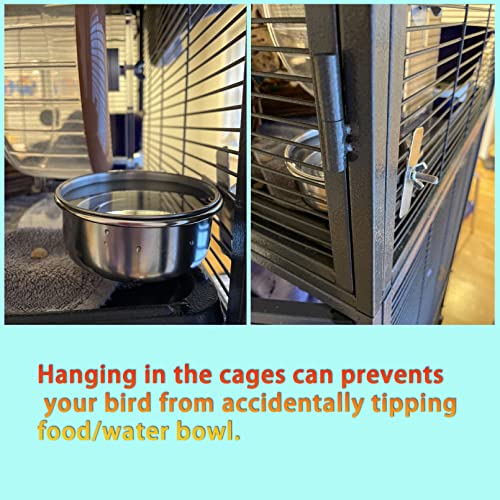 kathson Parrot Feeding Dish Cups,Stainless Steel Bird Food Water Bowl Parakeet Feeder Birds Cage Ball Toys with Clamp Holder for Cockatiel Macaw Budgies Small Animal Chinchilla (7 Pcs) - size: 【S:3.9x1.6 Inches】